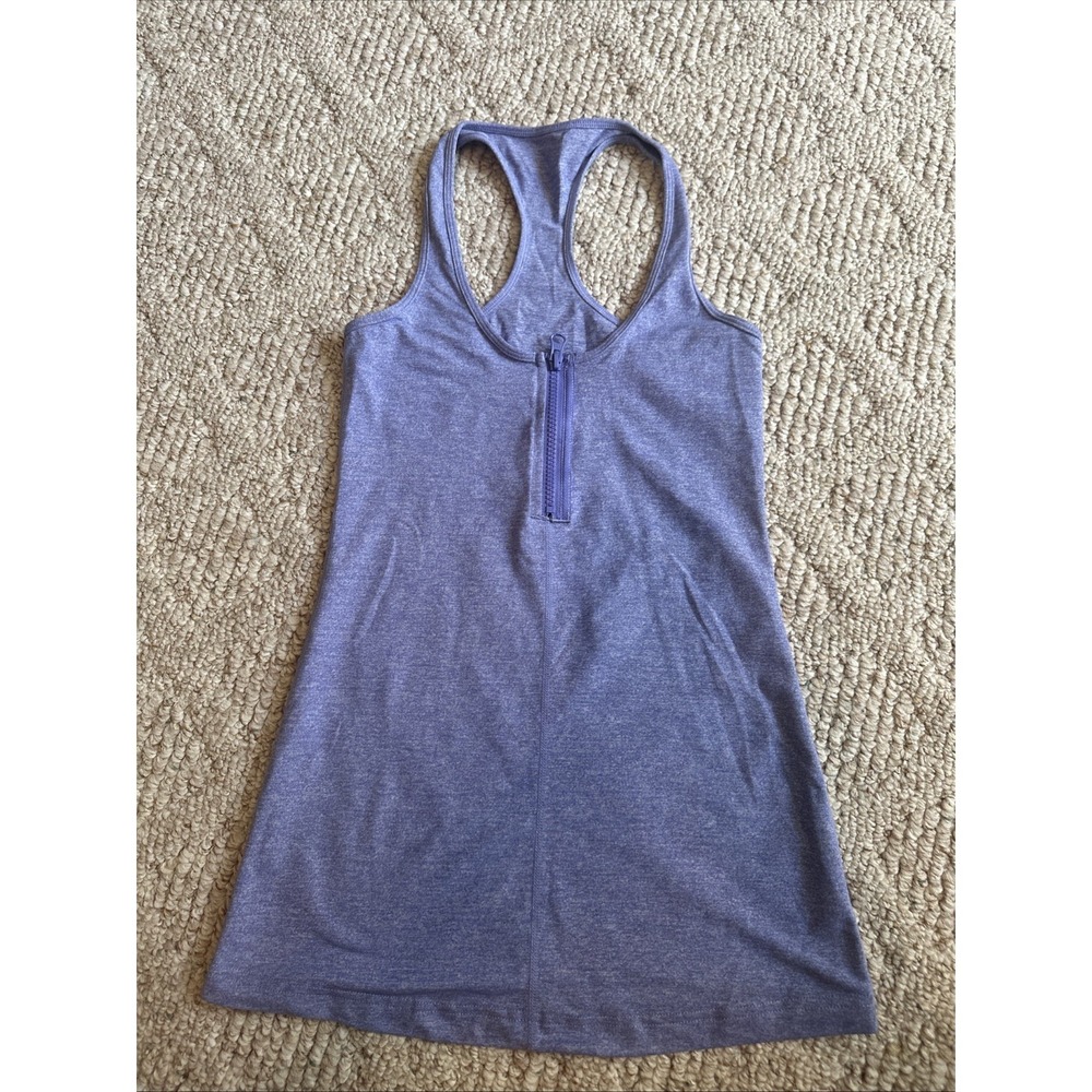 Womens Small Lululemon Cool Racerback Tank Heathered Persian Purple Zipper EUC!